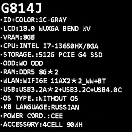 18" Ноутбук ASUS ROG Strix G18 G814JV-N5050 серый