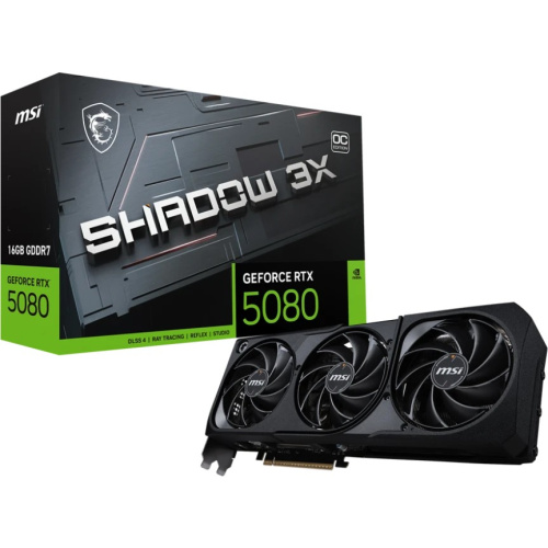 Видеокарта MSI RTX5080 Shadow 3X OC 16GB (RTX 5080 16G Shadow 3X OC) GDDR7 256bit 3xDP HDMI 3Fan RTL