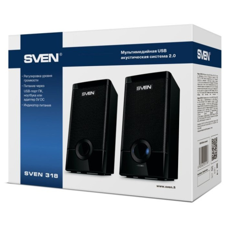 Колонки Sven 318 2.0 черный 6Вт
