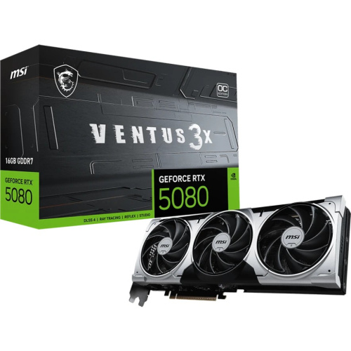 Видеокарта MSI nVidia GeForce RTX 5080 16G Ventus 3X OC Plus (GDDR7/256 bit/3xDP, HDMI) PCI-E RTL