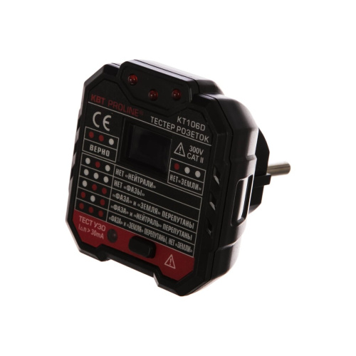 Тестер розеток и УЗО КВТ KT 106D Proline (79136)