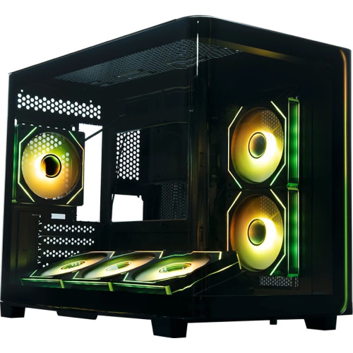 Корпус XASTRA QR600M 6ARGB C10-UC (QR600M-6FM12A-C10-UC-L) Black mATX/Aquarium/Curve Glass/Led Strip/6x120mm ARGB PWM FM fans/ Argb+PWM HUB 10port