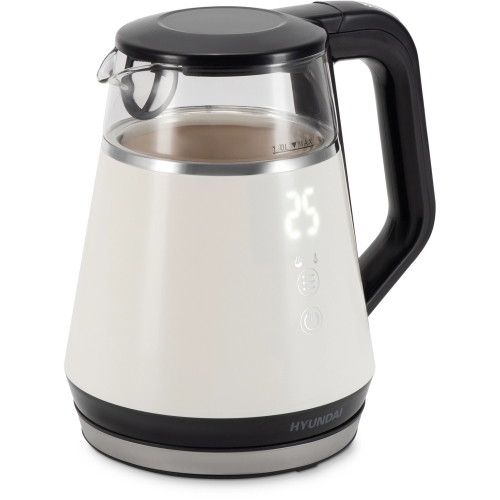 Электрочайник Hyundai HYK-G3013 1.0л. белый/черный