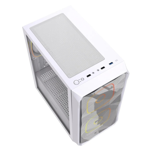 Корпус Powercase Mistral SM06 ARGB (CMMSM06W-A3), Tempered Glass, 3x120mm ARGB PWM fans, белый, mATX