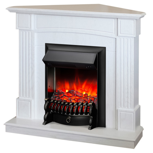 Электрокамин RealFlame Andrea Corner WT фактурный белый с очагом Fobos Lux Black
