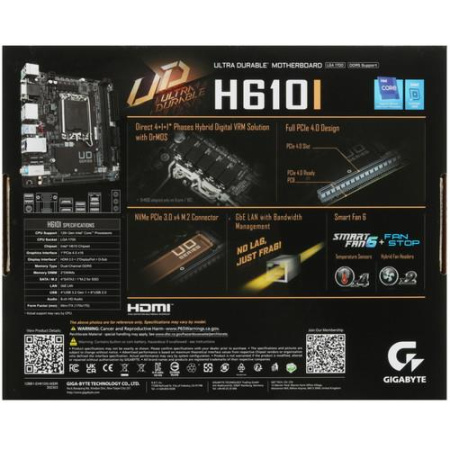 Материнская плата GIGABYTE H610I