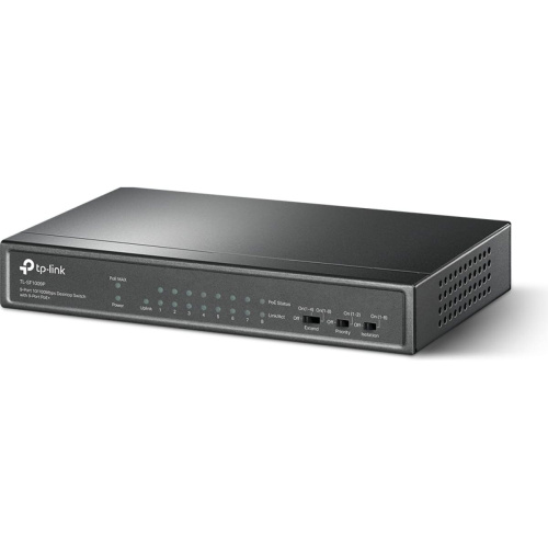 Коммутатор TP-LINK TL-SF1009P 9-port 10/100Mbps unmanaged switch with 8 PoE+ ports, compliant with 802.3af/at PoE