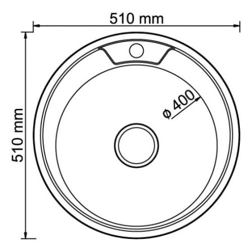 Мойка Mixline 528185 круг d 51 0,8 вып 3 1/2 глуб чаши 18см с сифоном