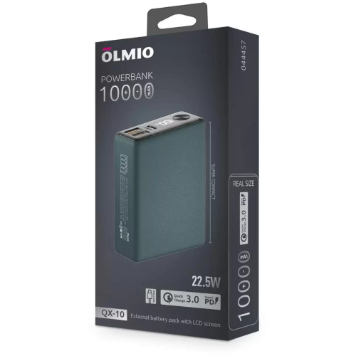 Внешний АКБ OLMIO QX-10 10000mAh 22.5W темно-зеленый
