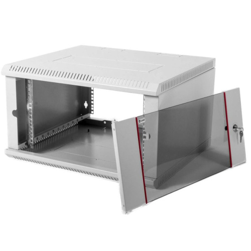 Шкаф коммутационный ЦМО ШРН-Э-9.350 серый 9U 600x350мм пер.дв.стекл несъемн.бок.пан.