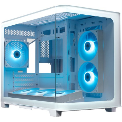 Корпус XASTRA QR500M 6ARGB-FC-C6-UC White (QR500M-1FA36A-1FA24A-1FC12A-C6-UC-WH) mATX/Aquarium/2 Curve Glass/1x360mm+1x240mm+1x120mm ARGB PWM FM fans
